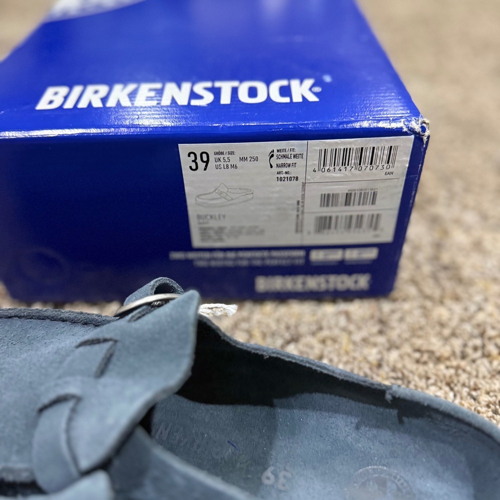 Birkenstock New w Box Buckley Navy Suede Leather Narrow Width EU 39 (US L8, M6) - Picture 4 of 6